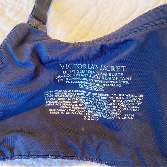 Victoria’s Secret Convertible Uplift Semi Demi Heathered Blue Bra - 32DD - Picture 4 of 11